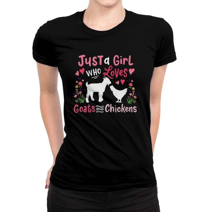 Kids Goat Chicken Just A Girl Who Loves Goats And Chickens Women T-shirt
