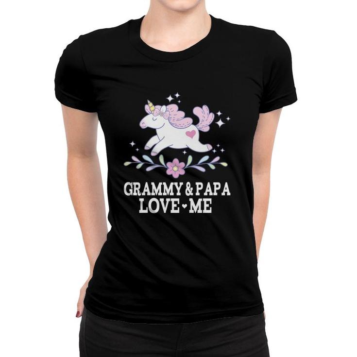 Kids Grammy And Papa Love Me Granddaughter Unicorn Women T-shirt