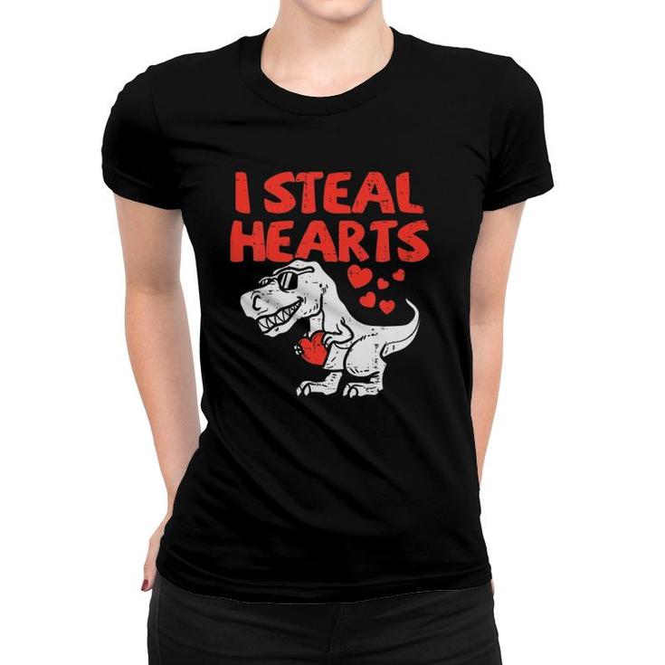 Kids I Steal Hearts Trex Dino Baby Boy Valentine's Day Toddler Women T-shirt
