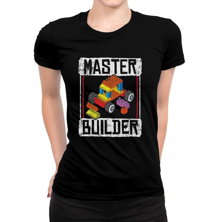 Kids Master Builder For A Builder Block Building Blocks Bricks Women T-shirt