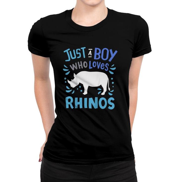 Kids Rhino Rhinoceros Just A Boy Who Loves Rhinos Gift Women T-shirt