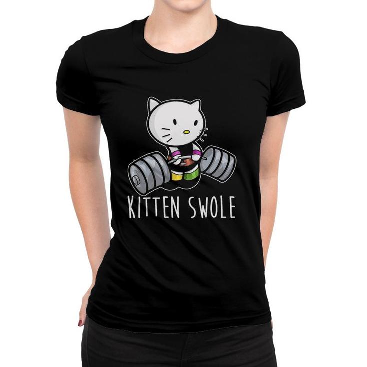 Kitten Swole Cat Powerlifting Weightlifting Gym Training Women T-shirt