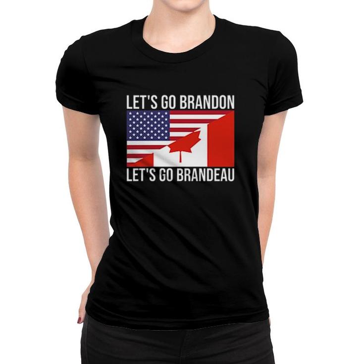 Let's Go Brandeau Usa Canada Flag Freedom Convoy Trucker Women T-shirt