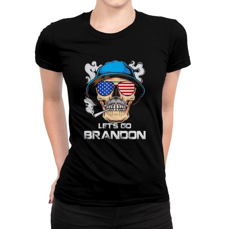 Let’S Go Brandon – Lets Go Brandon Skull American Flag Classic  Women T-shirt