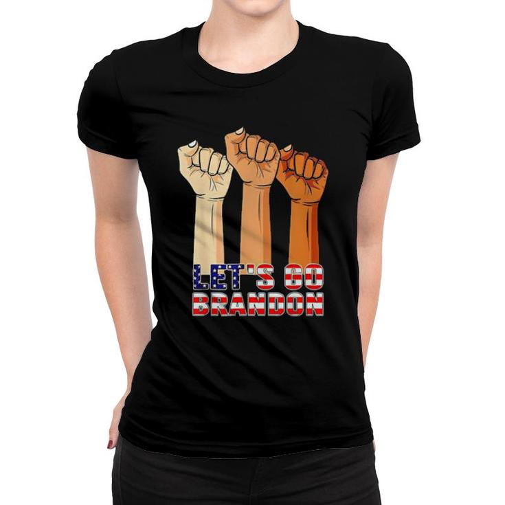 Let’S Go Brandon Hands Us Flag Women T-shirt