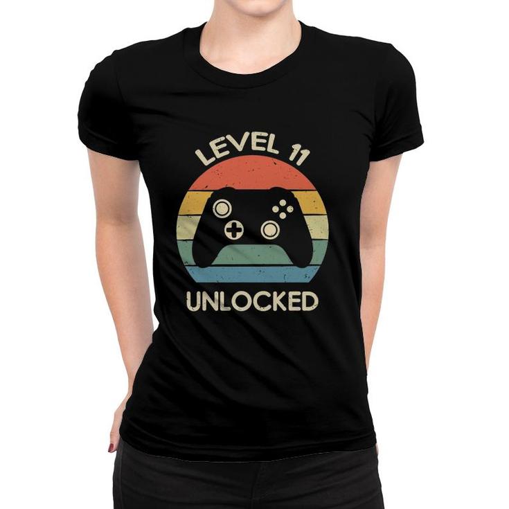Level 11 Unlocked 11Th Gaming Birthday Controller Gamer Gift Women T-shirt