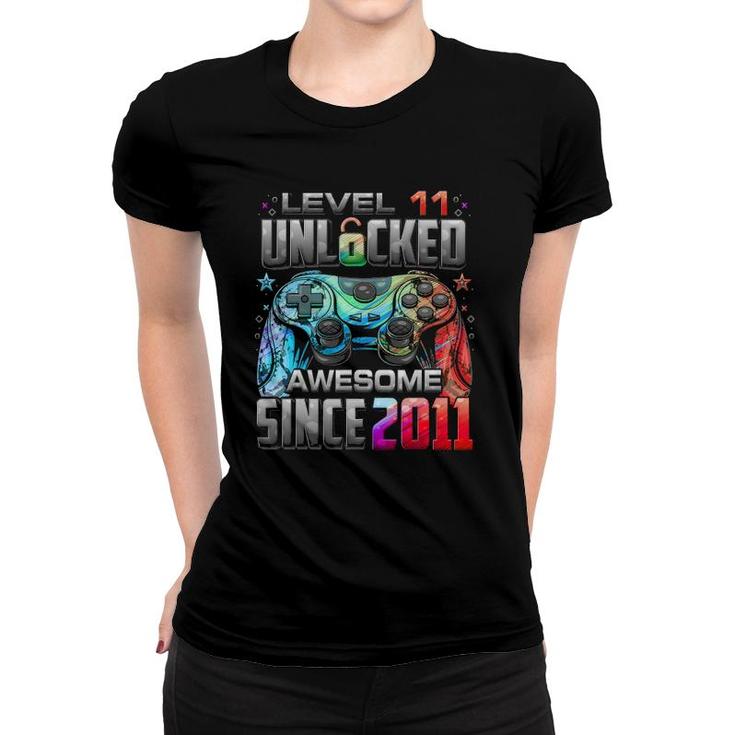 Level 11 Unlocked Awesome Since 2011 11Th Birthday Gaming Women T-shirt