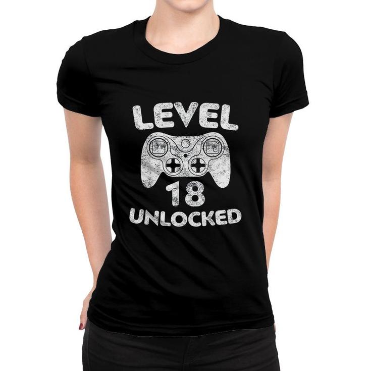 Level 18 Unlocked 18th Video Gamer Birthday Gift White Women T-shirt