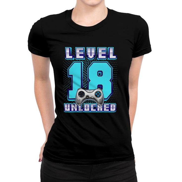 Level 18 Unlocked Video Game 18Th Birthday Gamer Boys Women T-shirt