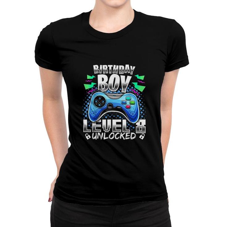 Level 8 Unlocked Video Game 8th Birthday Gamer Gift Boys Electronic Women T-shirt