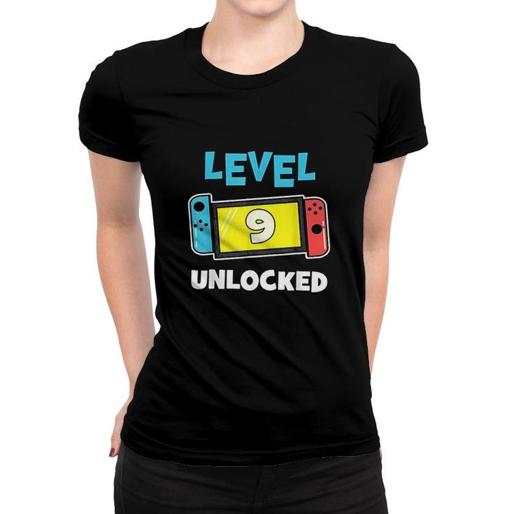 Level 9 Unlocked Gamer 9th Birthday Gift Video Game Lovers  Women T-shirt