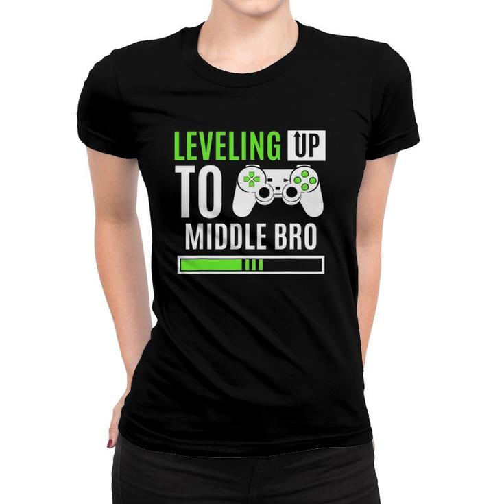 Leveling Up To Middle Bro Gaming Baby Gender Announcement Women T-shirt
