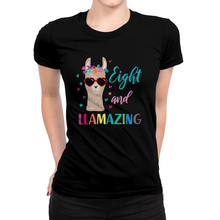 Llama Birthday  Outfit For Girls Eight And Llamazing Women T-shirt