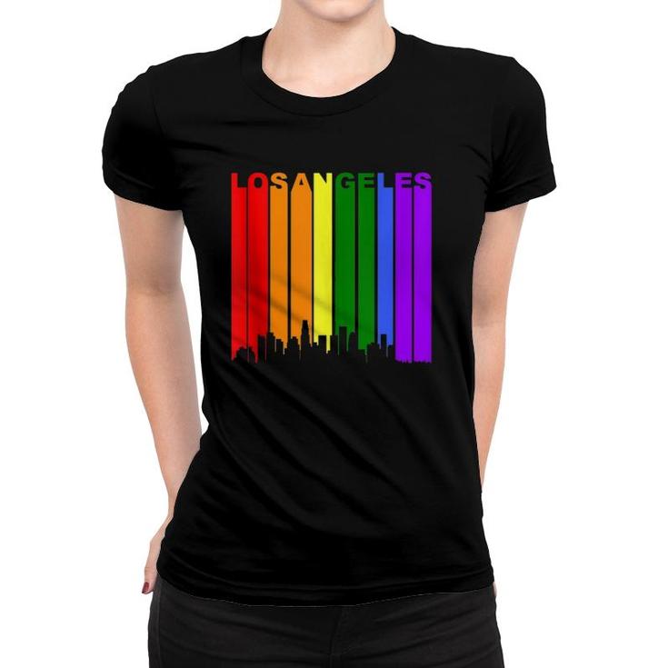 Los Angeles California Lgbtq Gay Pride Rainbow Skyline  Women T-shirt