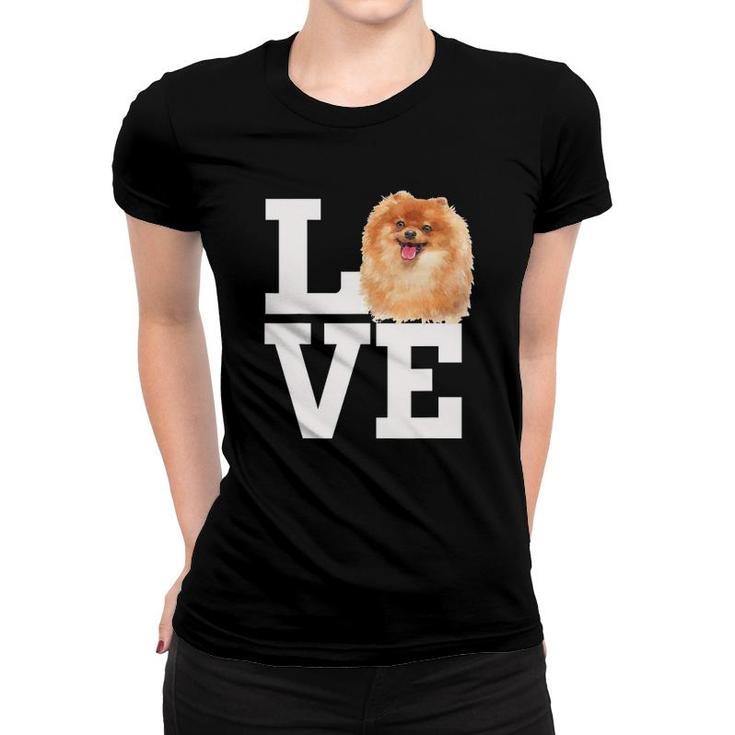 Love Pomeranian Dog Cute Pomeranian Furry Dog Face Women T-shirt