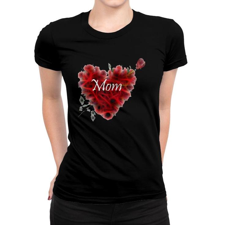 Love You Mom With Heart And Rose Mother's Day Gift Women T-shirt