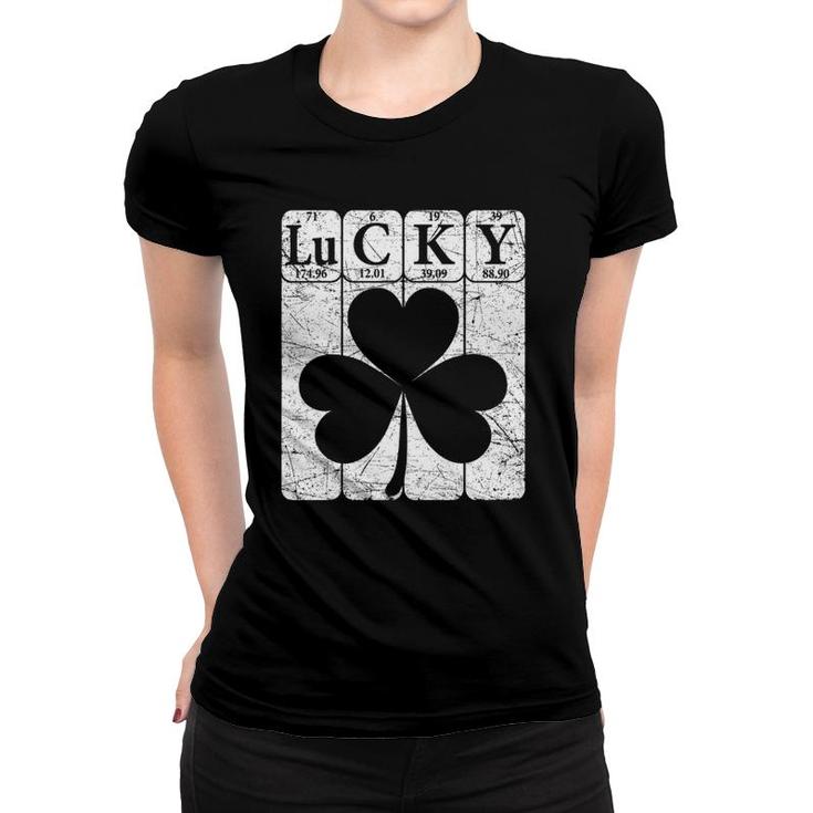 Lucky Shamrock Periodic Table Elements St Patrick's Day Nerd Women T-shirt