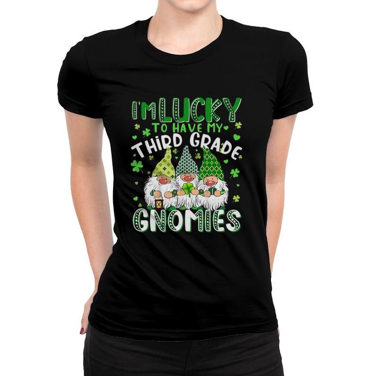 Lucky Third Grade Gnomies St Patrick's Day Teacher Women T-shirt