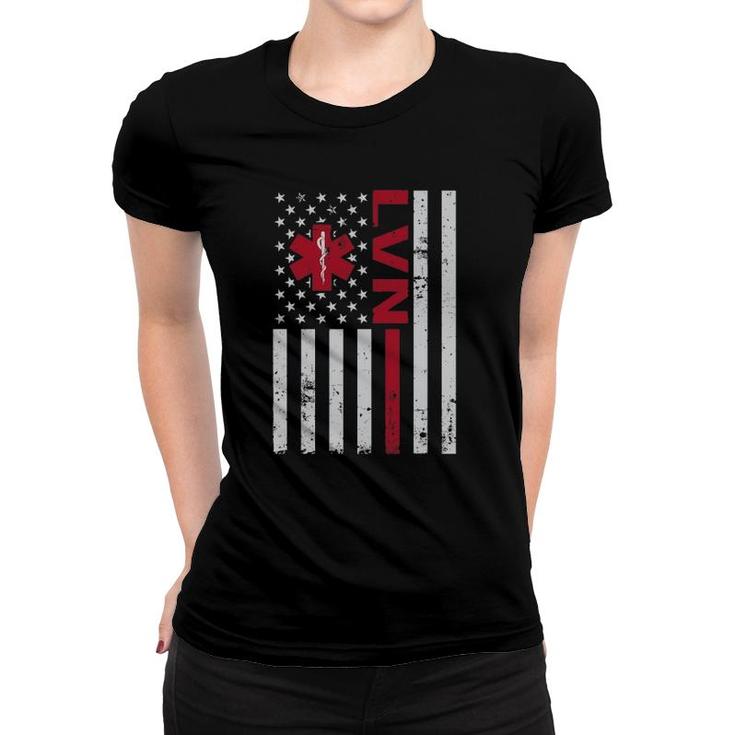 Lvn Licensed Vocational Nurse Usa Flag Women T-shirt