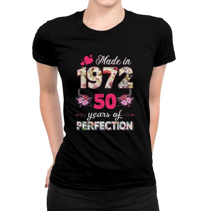Made In 1972 Floral 50 Years Old 50Th Birthday Gifts Women Women T-shirt