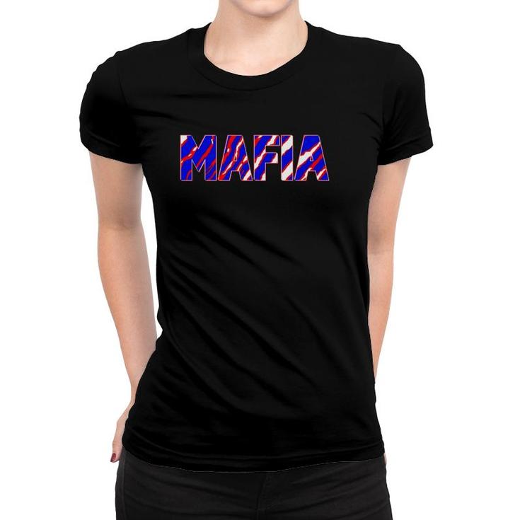 Mafia - Buffalo Football Fan Team Colors Crazy Zebra Stripes  Women T-shirt