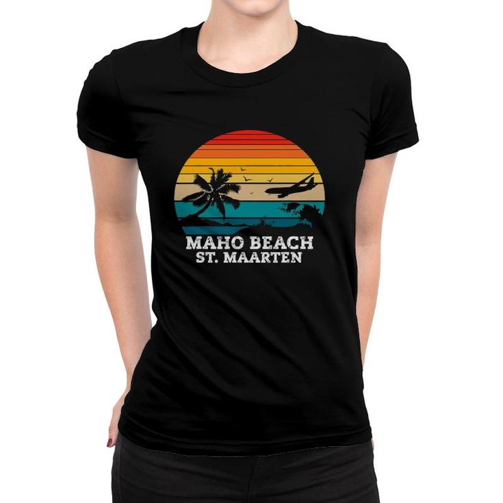 Maho Beach St Maarten Caribbean Island Women T-shirt