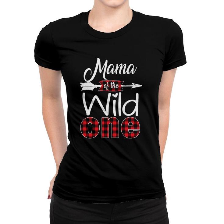 Mama Of The Wild One Buffalo Plaid Red 1St Birthday Gift Women T-shirt
