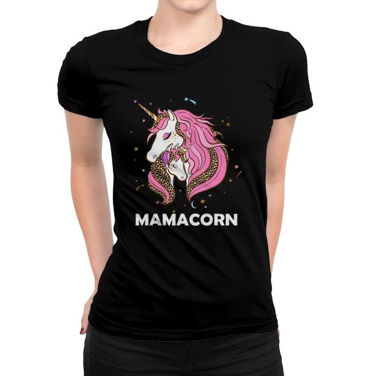 Mamacorn - Unicorn Mom And Baby Leopard Plaid Mother's Day Women T-shirt