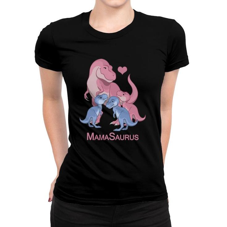 Mamasaurusrex Mother & 3 Cute Baby Boy & Girl Dinosaurs  Women T-shirt