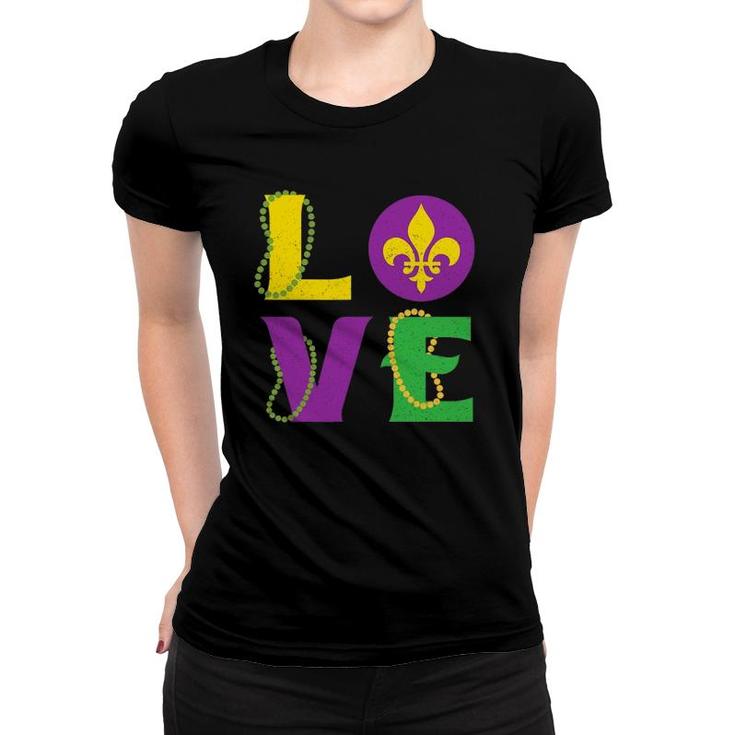 Mardi Gras Carnival Love New Orleans Cajun Festival Women T-shirt