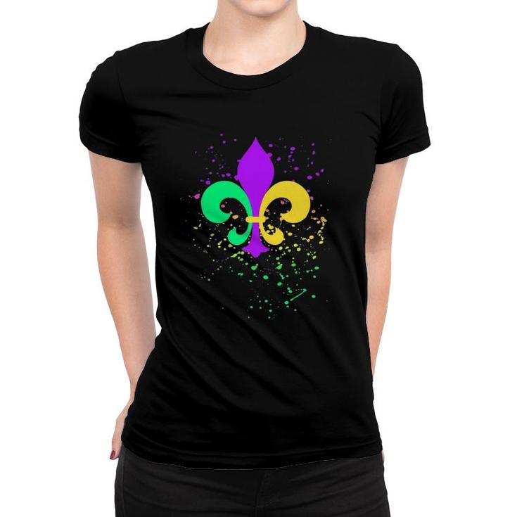 Mardi Gras Fleur-De-Lis Paint Splatter For Men Women Women T-shirt