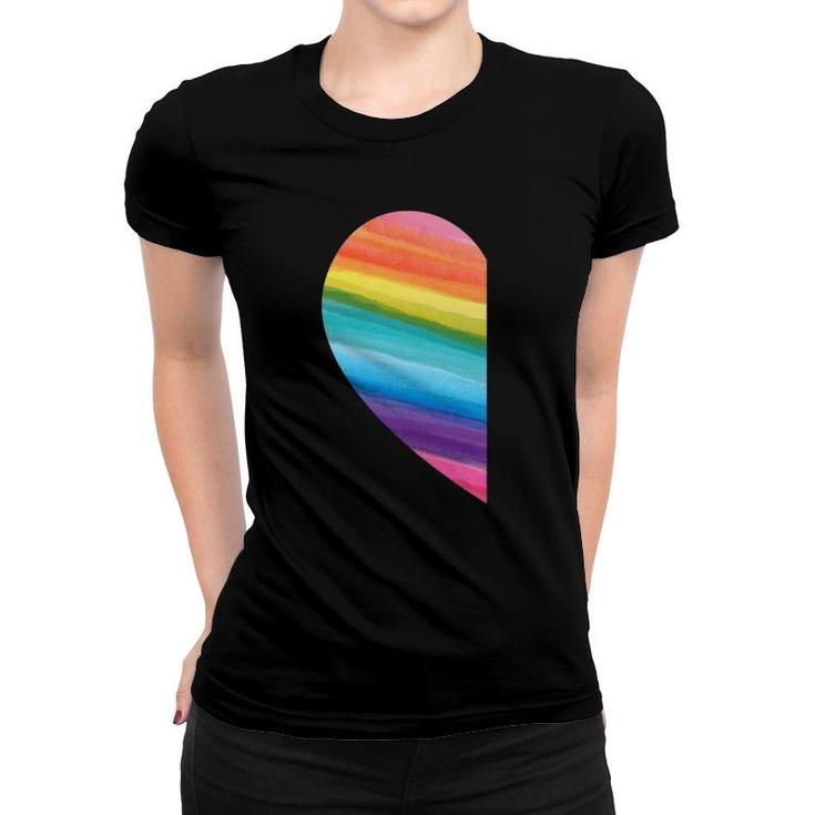 Matching Lgbt Valentines Day Rainbow Heart Gay Couple Gift Women T-shirt