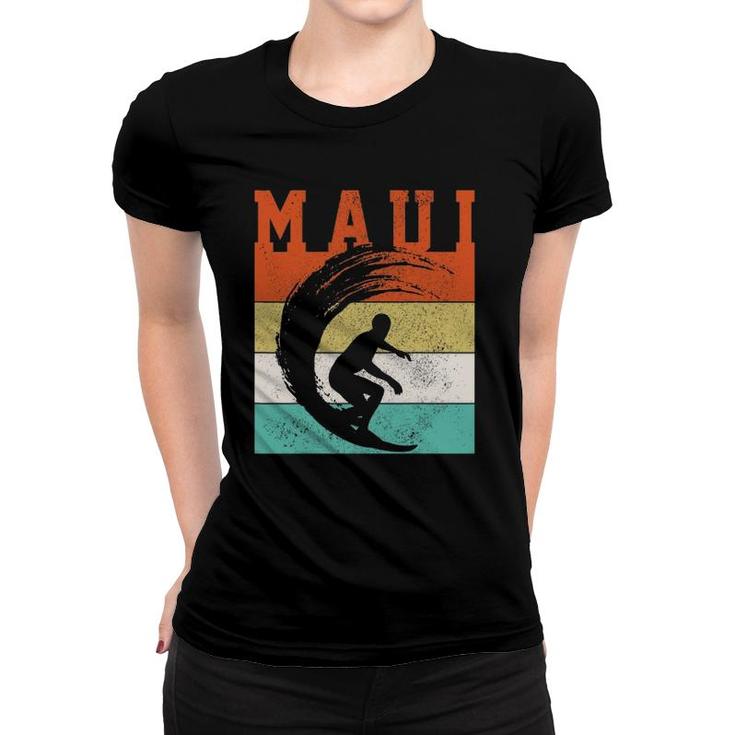 Maui Surfing Vintage Surf Hawaiian Islands Surfer Gift Women T-shirt