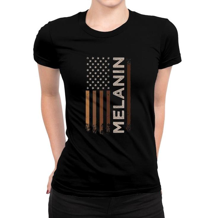 Melanin American Flag Black History Month Women T-shirt