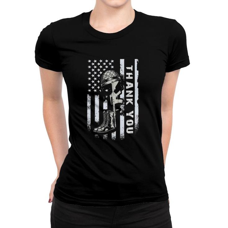Memorial Day American Flag  Army Patriotic Veterans Women T-shirt