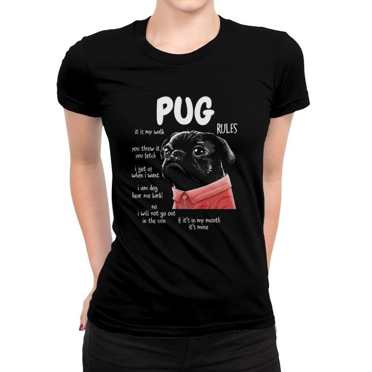Men Women And Kids Pug Dog Rules Tee - Funny Dog Lover Gifts Women T-shirt