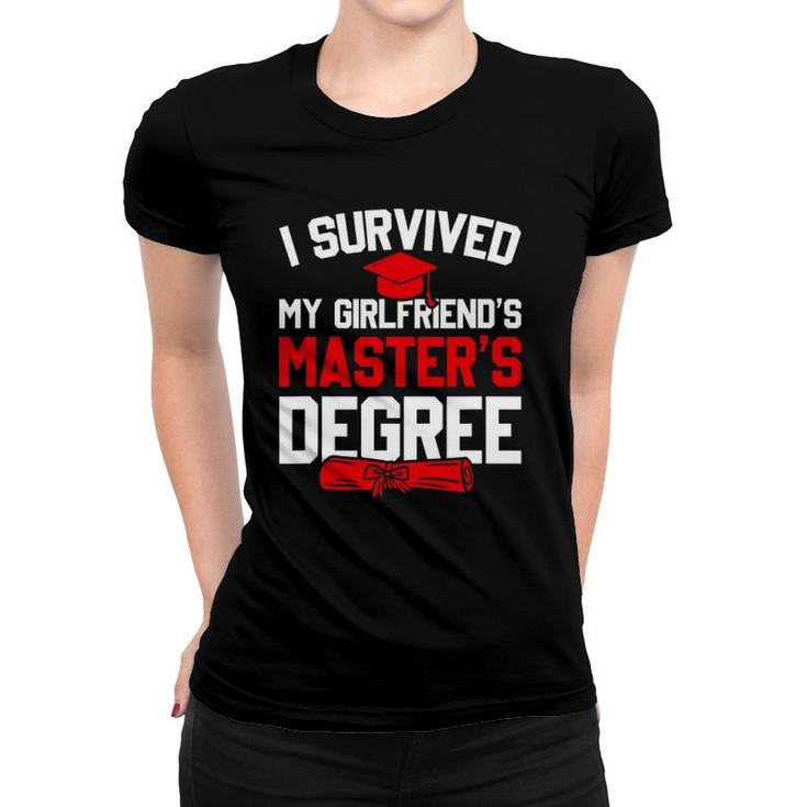 Mens I Survived My Girlfriend's Master's Degree Funny Graduation Women T-shirt