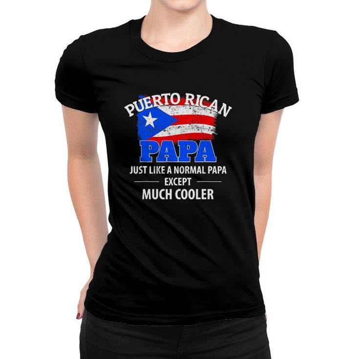 Mens Much Cooler Puerto Rican Papa - Vintage Puerto Rico Flag Women T-shirt