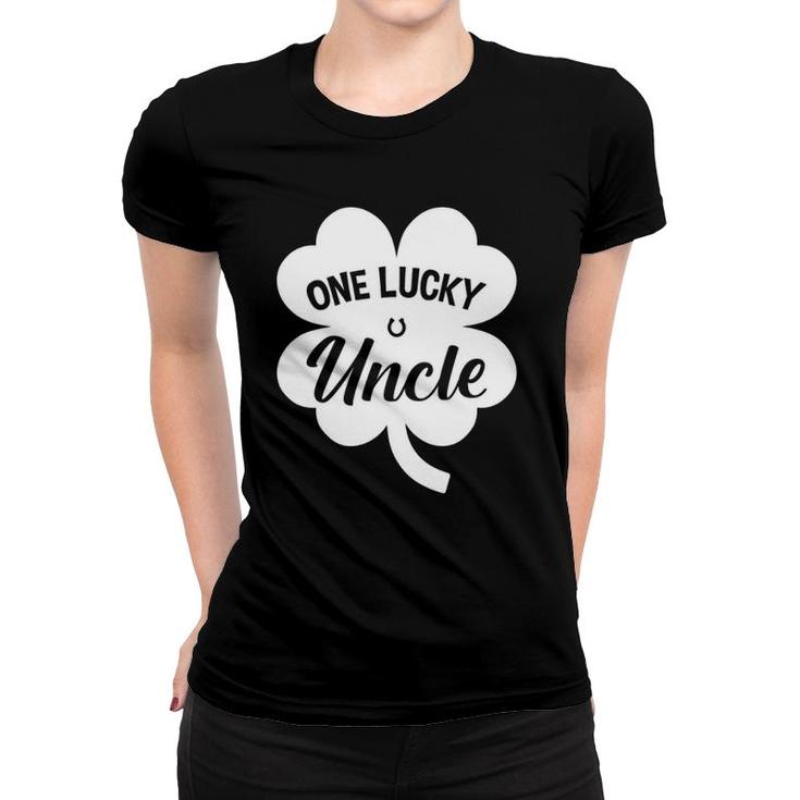 Mens One Lucky Uncle Shamrock Four Leaf Clover St Patricks Day Women T-shirt