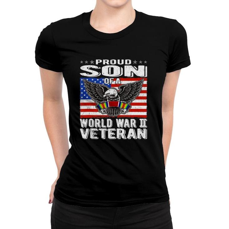 Mens Proud Son Of A World War 2 Veteran Patriotic Ww2 Family Gift  Women T-shirt