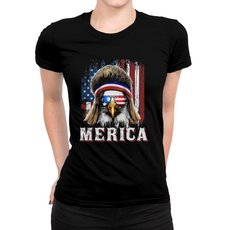 Merica Eagle Mullet 4Th Of July American Flag Stars Stripes Women T-shirt