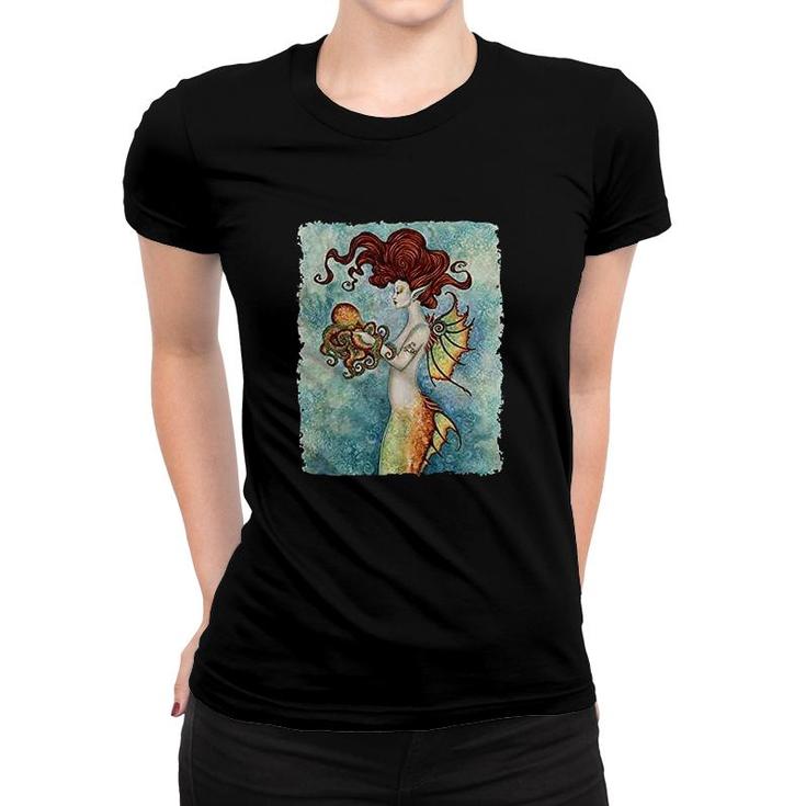 Mermaid And Octopus Art Graphic Women T-shirt