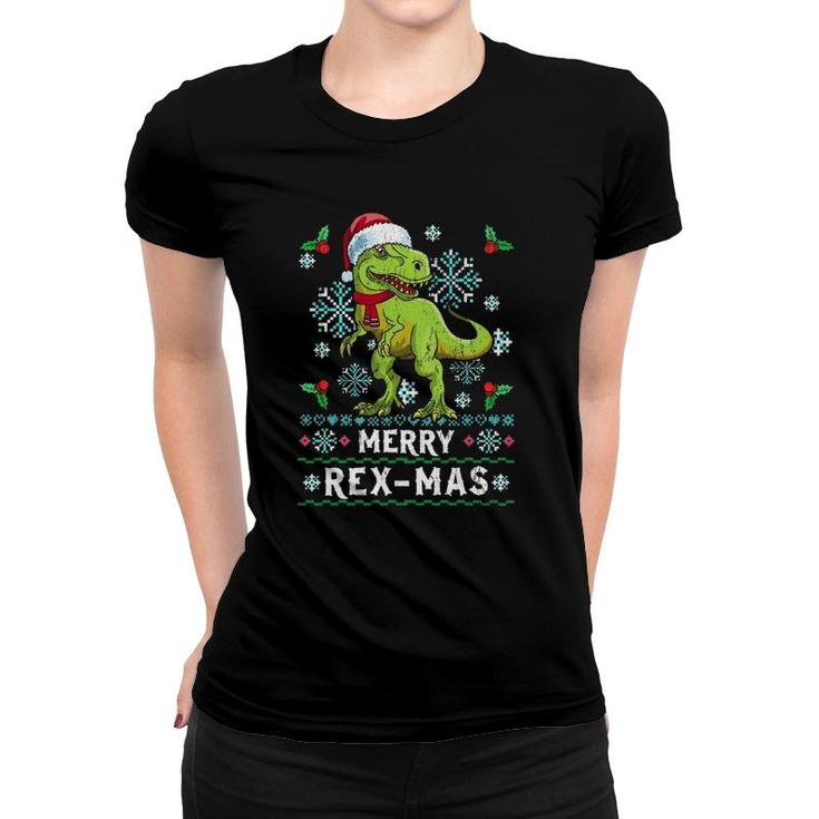 Merry Rex-Mas Christmasrex Dinosaur Ugly  Knit Women T-shirt
