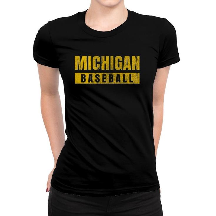 Michigan Baseball Vintage Distressed Women T-shirt