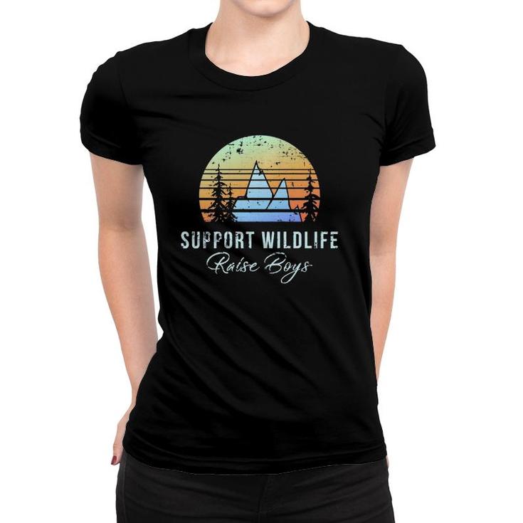 Mom Support Wildlife Raise Boys Mother Day Gift Women T-shirt