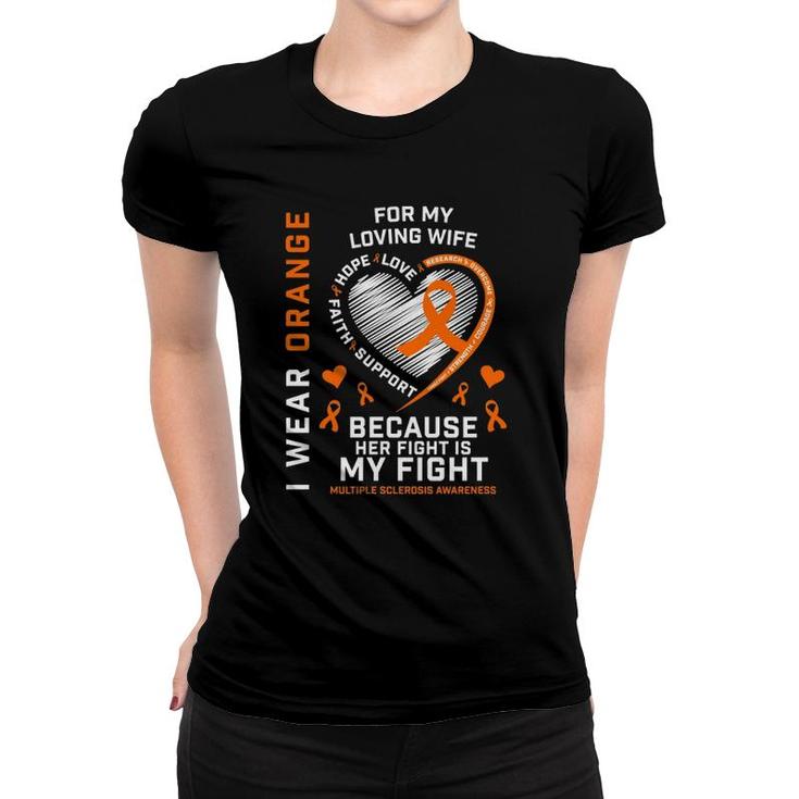 Ms Gifts Apparel Orange Wife Multiple Sclerosis Awareness  Women T-shirt