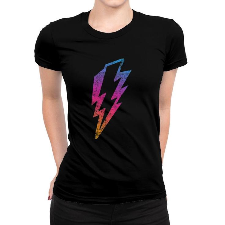 Multicolor Lightnings Powerful Distressed Bolts Unisex Women T-shirt