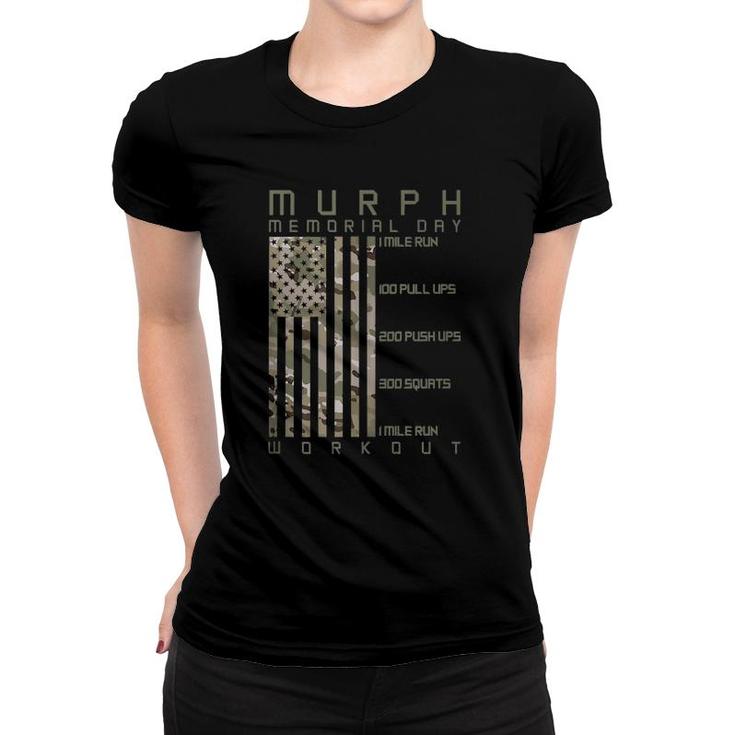 Murph Memorial Day Workout Wod Cam Multi Camo Flag Vertical  Women T-shirt