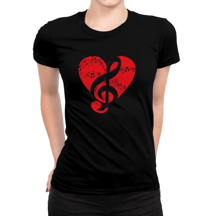 Musician Music Lover Treble Clef Heart Music Notes Music Women T-shirt