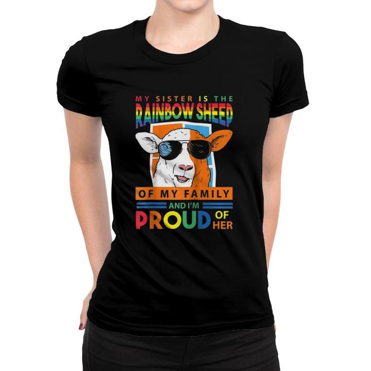 My Sister Is The Rainbow Sheep - Funny Lgbt Raglan Baseball Tee Women T-shirt